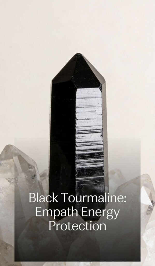 Black Tourmaline crystal on a desk for empath protection