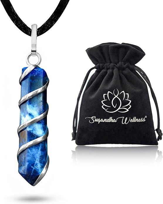 Sodalite crystal healing necklace throat chakra authentic expression