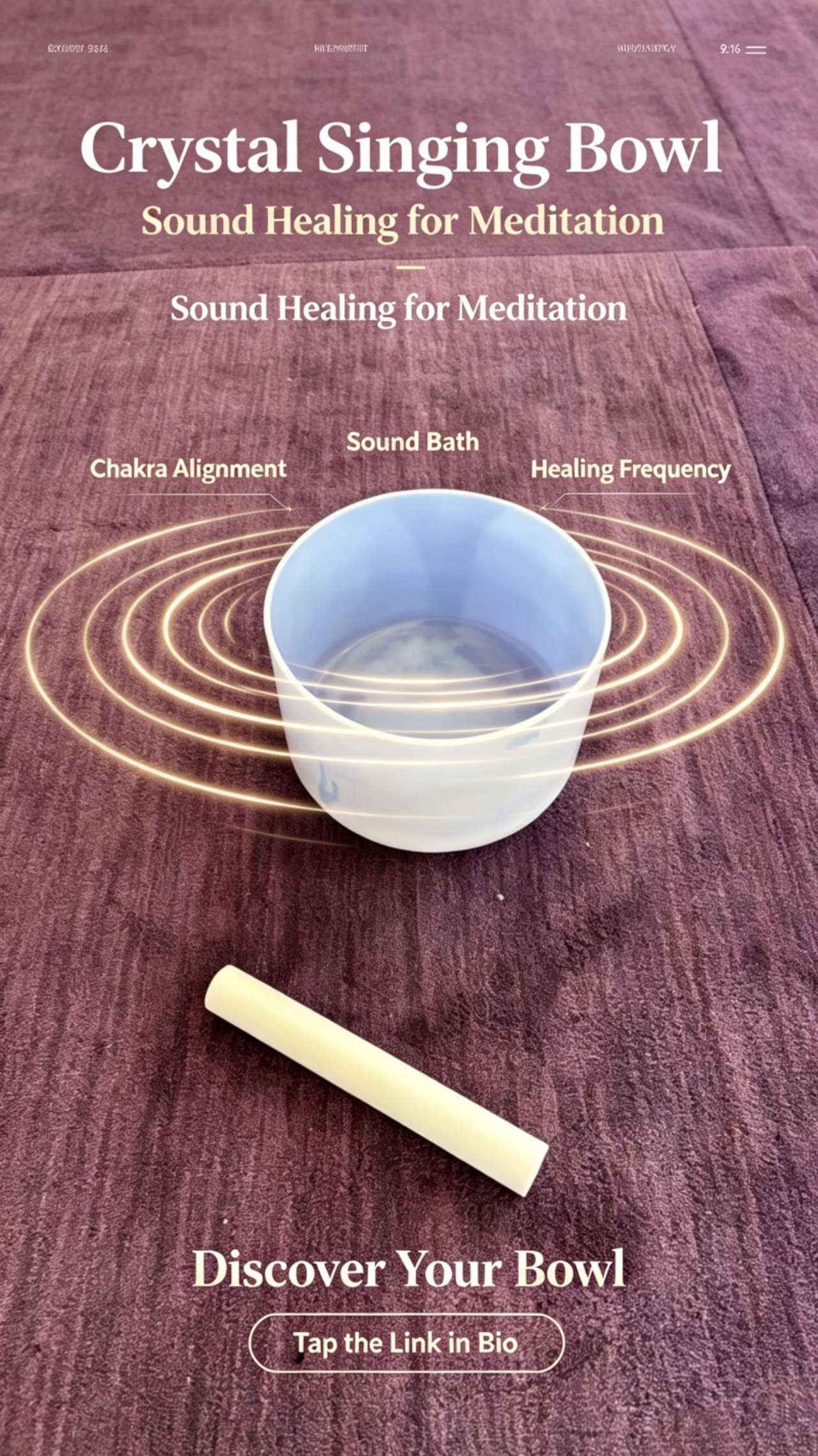 Create your own sacred quiet space at home with ethereal alchemy crystal singing bowls – person meditating with bowls, golden light atmosphere