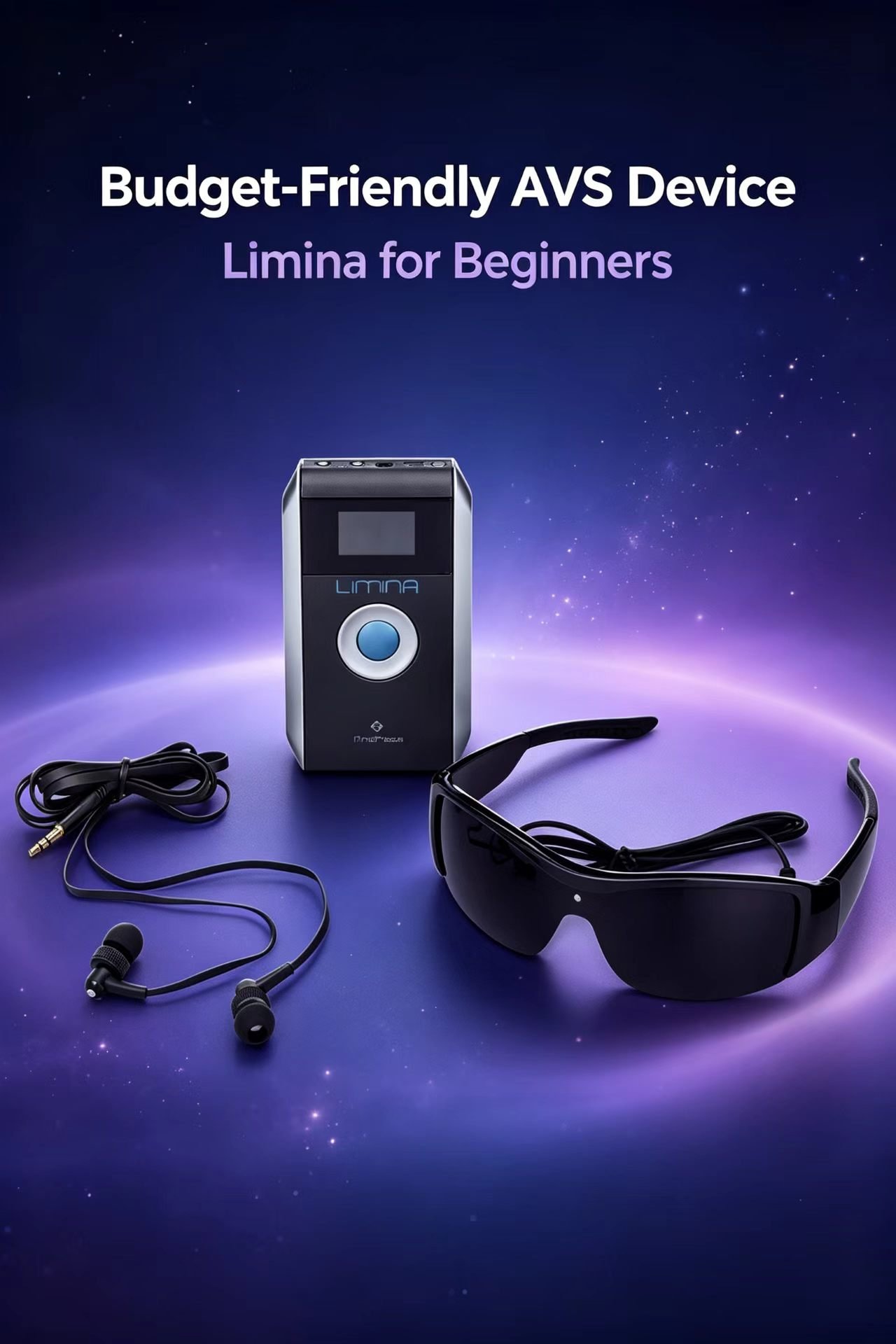 MindPlace Limina entry-level AVS mind machine kit with light glasses and in-ear headphones.