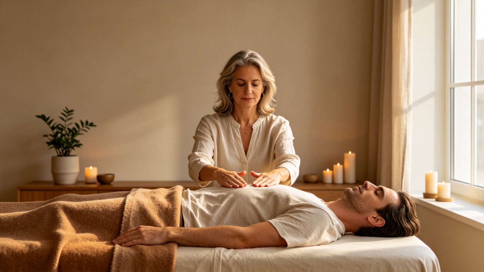 reiki master near you giving a healing session