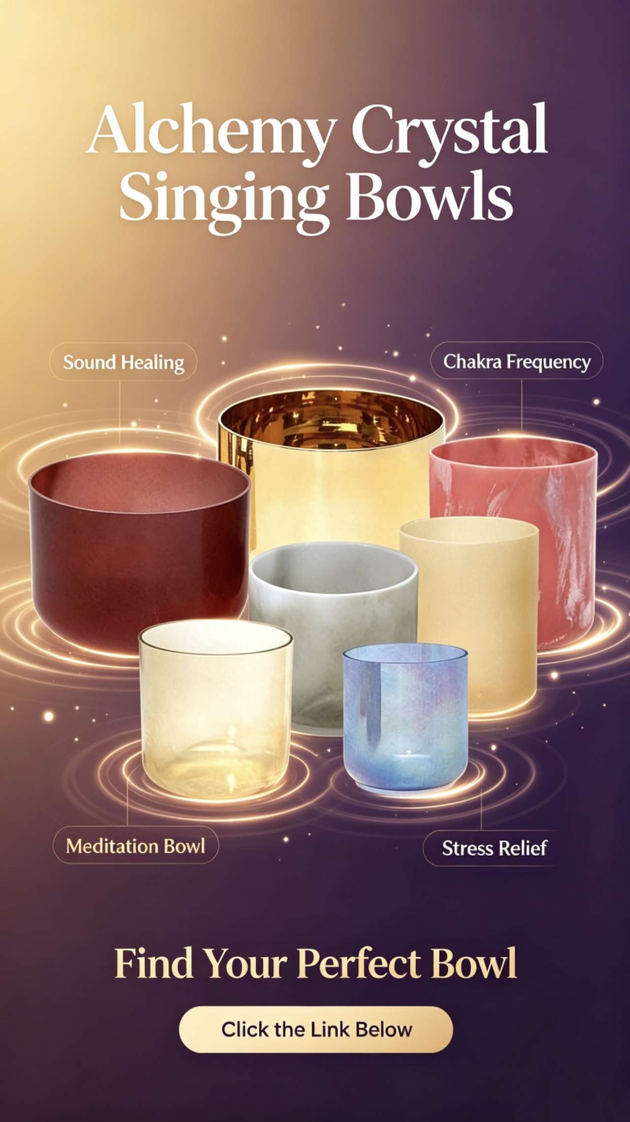 Alchemy crystal singing bowls collection for chakra balancing and sound healing