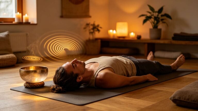 Sound Healing for Anxiety meditating with singing bowl